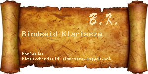 Bindseid Klarissza névjegykártya